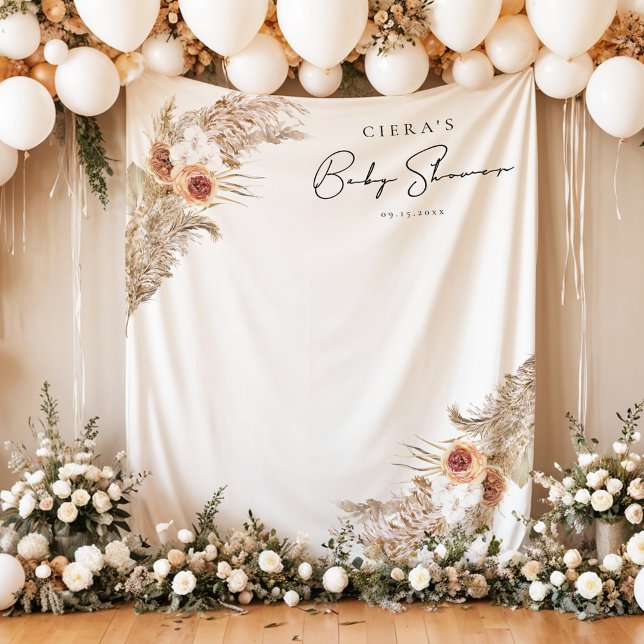 Tapiz CIERA Bohemian Terracotta Pampas Baby Shower (Subido por el creador)