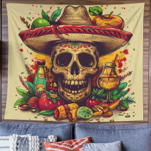 Tapiz CInco de Mayo Skull personalizable