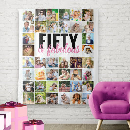 Tapiz Cincuenta y Fabuloso Cumpleaños 40 Collage de Foto