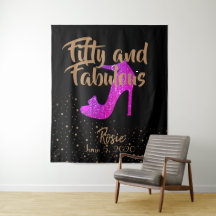 Cincuenta y Fabuloso Texto Dorado Rosa Brillante F