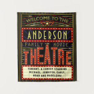 Tapiz Cine residencial Marquee de Movie Theater   Nombre