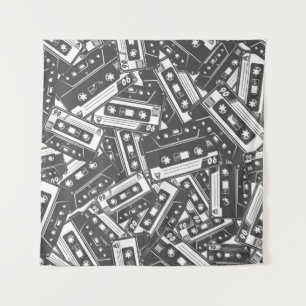 Tapiz Cinta Cassette: Patrón de cosecha monocromo