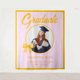 Tapiz Cinta de Cuadros Amarillos Foto Fondo de Graduació