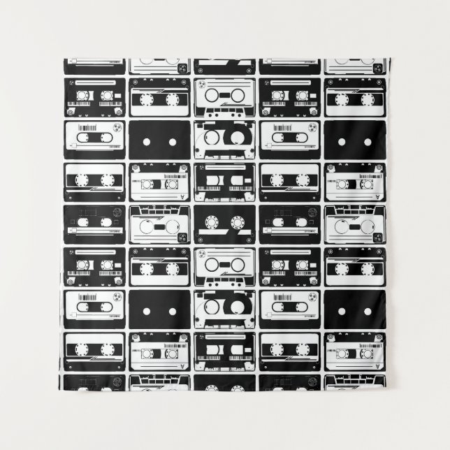 Tapiz Cintas de audio retro, patrón anticuado. (Anverso)