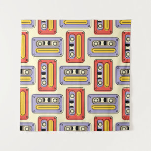 Tapiz Cintas de casete patrón continuo retro. Diseño des