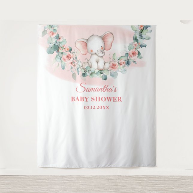 Tapiz Círculo de eucalipto de elefante bebé para fondo (Anverso)