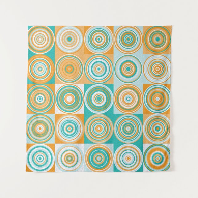 Tapiz Círculos de color aleatorio: fondo artístico. (Anverso)
