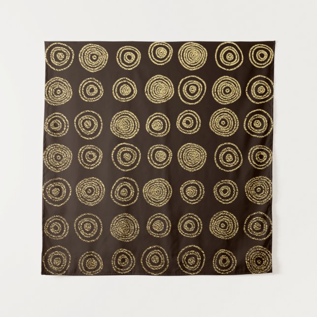 Tapiz Círculos dorados: patrón dibujado a mano (Anverso)