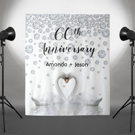 Tapiz Cisnes blancos enamorados en el 60 aniversario del