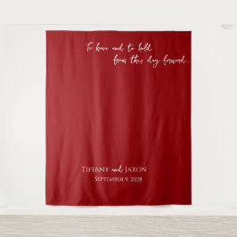 Tapiz Cita boda en blanco y rojo