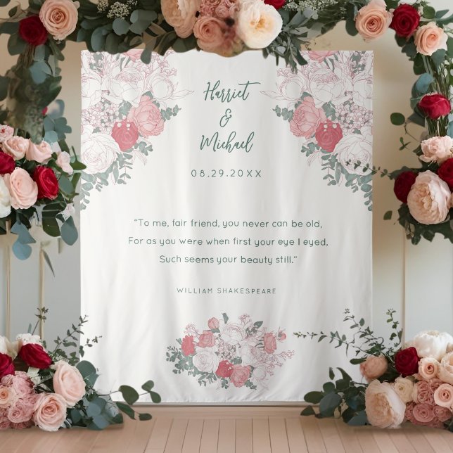 Tapiz Cita de fondo de Boda de acuarela floral moderna (Subido por el creador)
