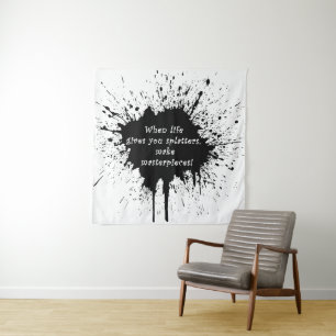 Tapiz Cita inspiradora vida salpicadura de pintura creat