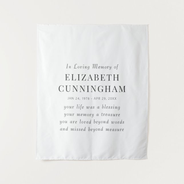 Tapiz Cita moderna simple de memorial en memoria amorosa (Anverso)