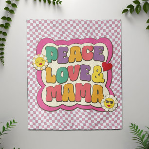 Tapiz Cita Retro Groovy Mamá Tipografía Día de la Madre