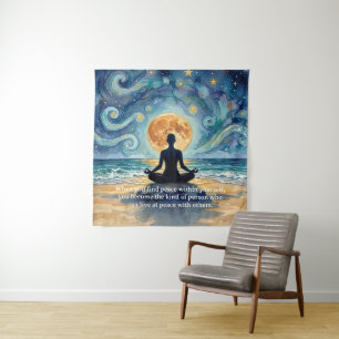 Tapiz Citas de Yoga Meditación Cielo Nocturno Estrellado