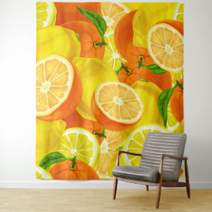 Tapiz Cítricos de verano Lemons y Naranjas WhimsicalArtw