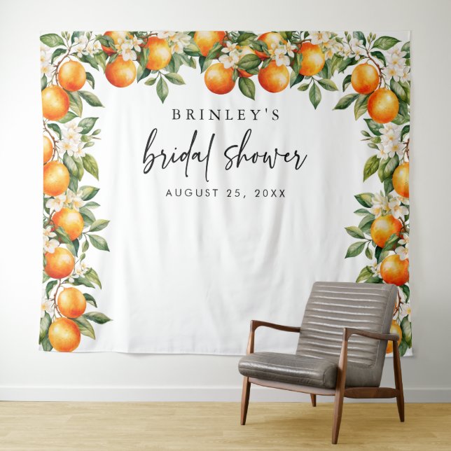 Tapiz Citrus Bridal Shower Foto de fondo Naranja Blossom (In situ (horizontal))