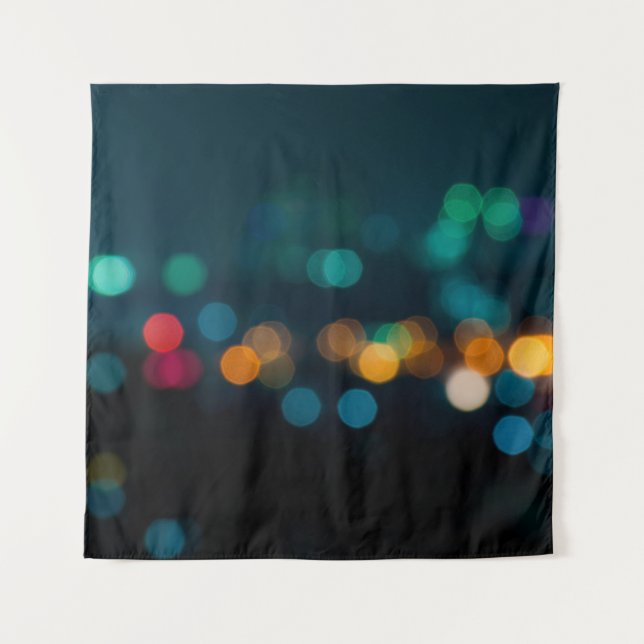 Tapiz City night light blur bokeh, defocused backgrounda (Anverso)