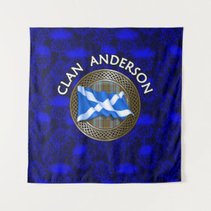 Tapiz Clan Anderson Tartan Knot & Flag