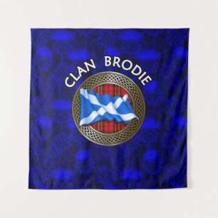 Tapiz Clan Brodie Tartan Knot & Flag