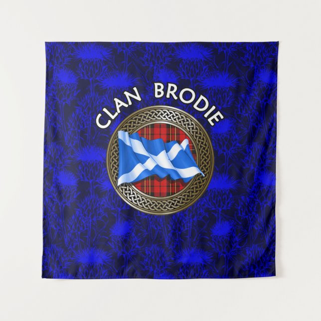 Tapiz Clan Brodie Tartan Knot & Flag (Anverso)