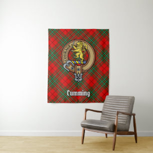 Tapiz Clan Cumming Escudo sobre Tartán