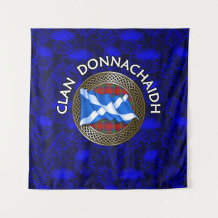 Tapiz Clan Donnachaidh   Robertson Tartan Knot & Flag