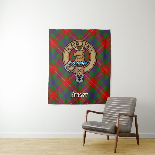 Tapiz Clan Fraser de Lovat Escudo sobre Tartán (In situ)