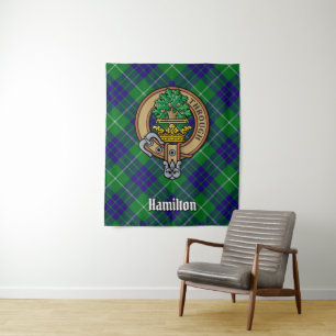 Tapiz Clan Hamilton Escudo sobre la caza de tartán