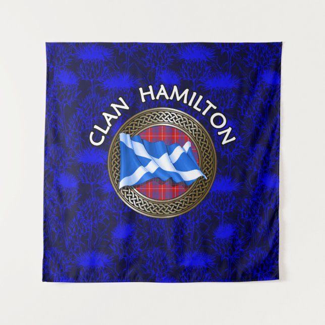Tapiz Clan Hamilton Tartan Knot & Flag (Anverso)
