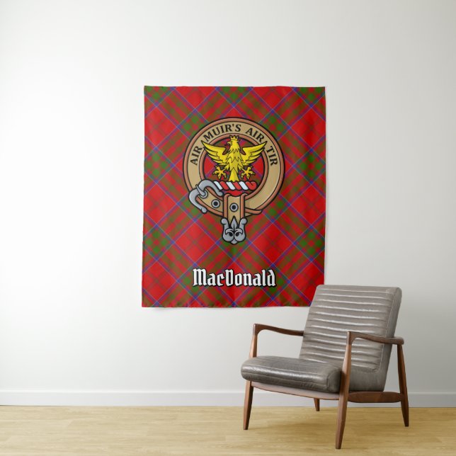 Tapiz Clan MacDonald de Keppoch Escudo sobre Tartán (In situ)