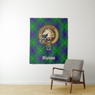 Tapiz Clan Oliphant Escudo sobre Tartán