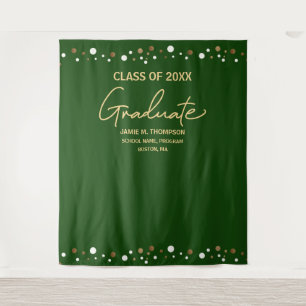 Tapiz Clase de 2023 Gold Verde fondo de graduación