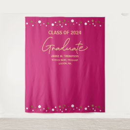 Tapiz Clase de 2024 Graduación con fondo rosa