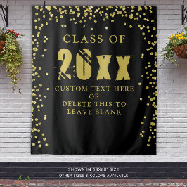 Tapiz Clase de graduación AÑO Confeti Negro Oro Negro