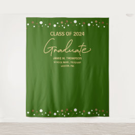 Tapiz Clase de graduación Custom Green Gold 2024