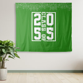 Tapiz Clase de graduación Verde Blanco de Tipografía Dep