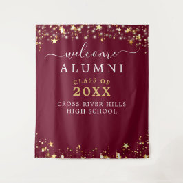 Tapiz Clase Reunión Bienvenidos Burgundy Gold Stars Conf