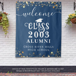 Tapiz Clase Reunión Blue Welcome Class Alumnado del año