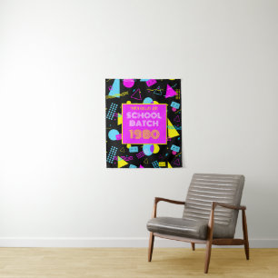 Tapiz Clase Reunion Retro School estilo 80