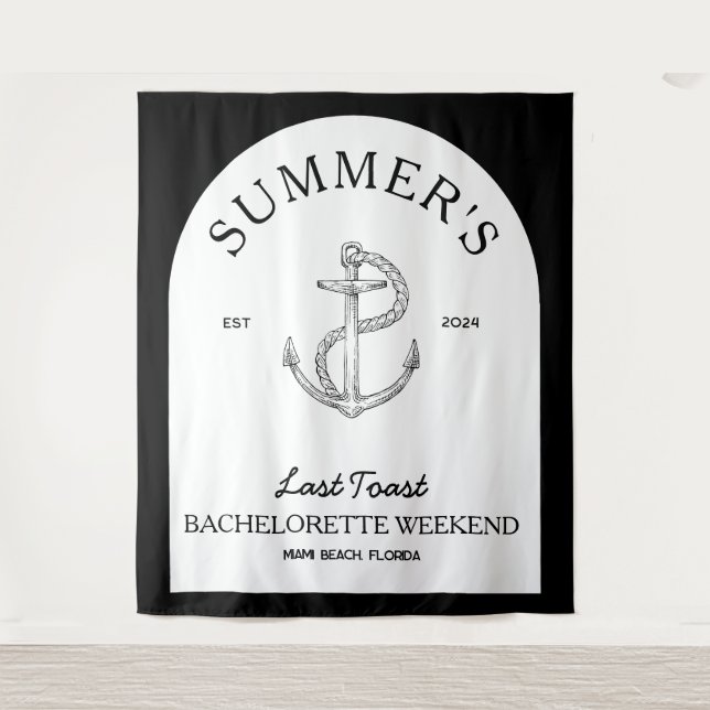 Tapiz Clásica Costera Moderna Elegante Soltera Negra (Anverso)