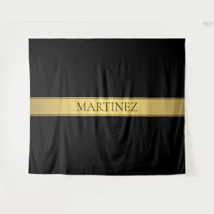 Tapiz Clásica Faux Gold Stripe & Black Background o DIY