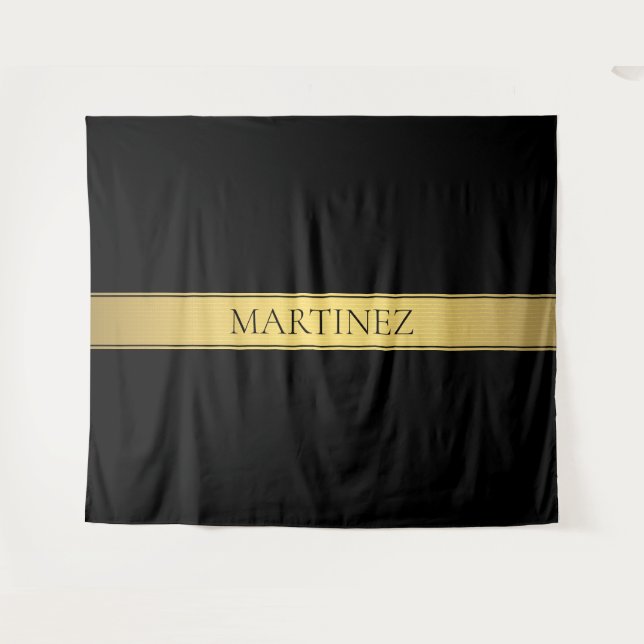 Tapiz Clásica Faux Gold Stripe & Black Background o DIY (Anverso (horizontal))
