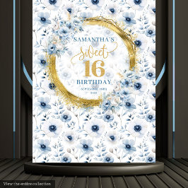 Tapiz Clásico cartel brillante dorado de Sweet Sixteen a