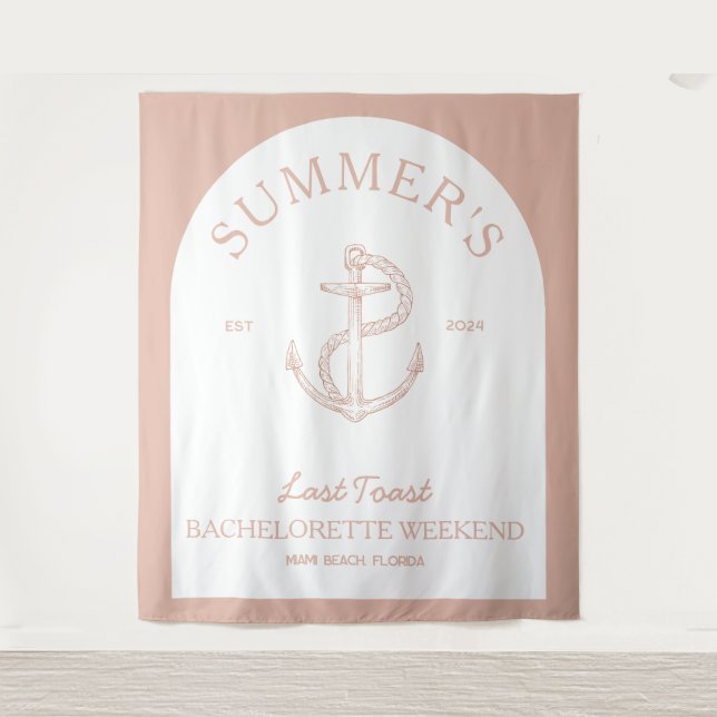 Tapiz Clásico Costero Moderno Elegante Boho Bachelorette (Anverso)