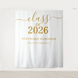 Tapiz Class of 2026 Gold Script Graduation Backdrop Prop