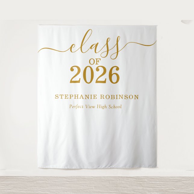 Tapiz Class of 2026 Gold Script Graduation Backdrop Prop (Anverso)