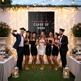 Tapiz Class of 2026 Graduation Photo Booth Backdrop Red 