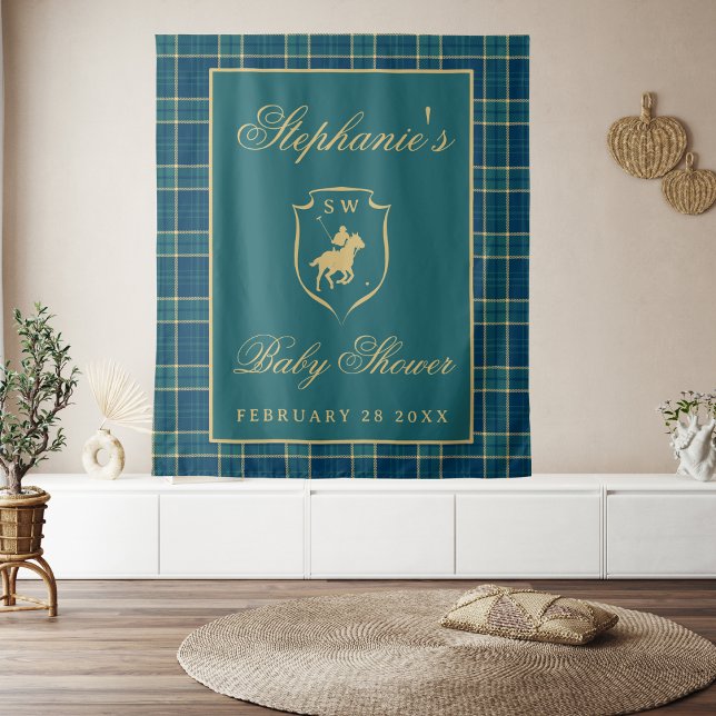 Tapiz Classic Plaid Polo Ecuestre Baby Shower Backups (Subido por el creador)