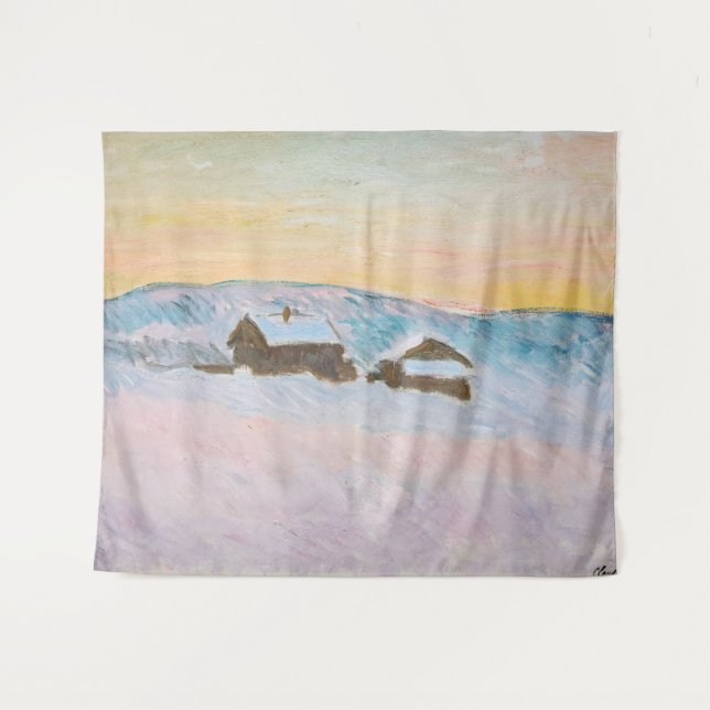 Tapiz Claude Monet - Paisaje noruego, casas azules (Anverso (horizontal))